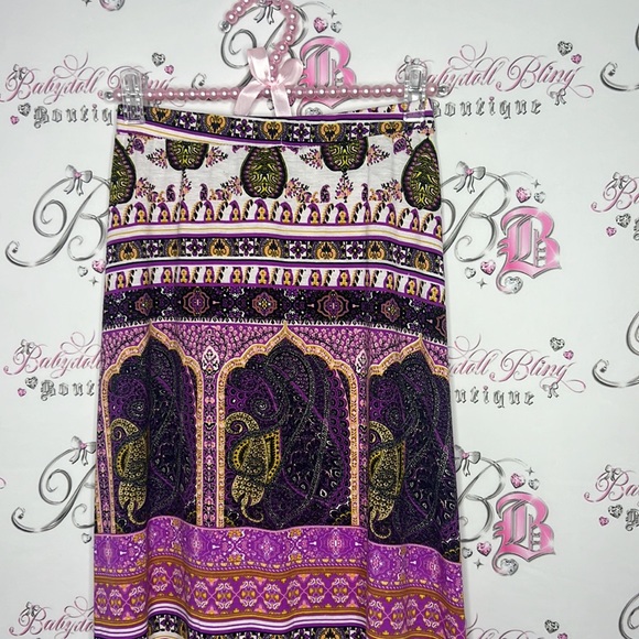 Lily star skirt bohemian long maxi skirt purple pink yellow gold white Bollywood - Picture 5 of 13